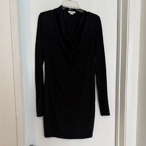 Helmut Lang Black Cowl Neck Long Sleeve Dress